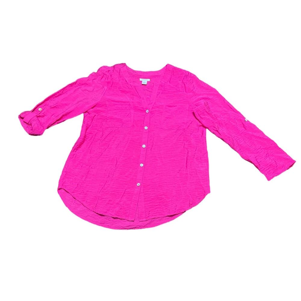 Westbound VNeck button up Pink Large